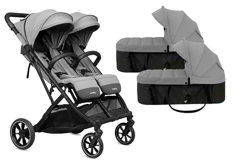 Coche gemelar TOUR TWIN MAX con 2 capazos GREY